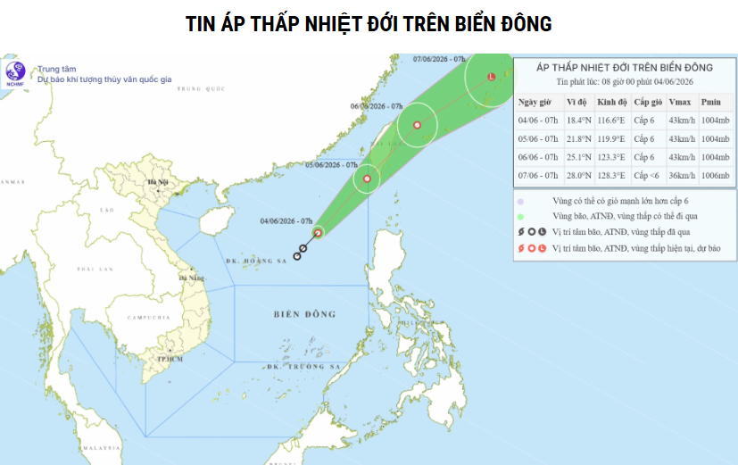 Áp thấp nhiệt đới di chuyển khoảng 25km/giờ, liệu có mạnh lên thành bão?